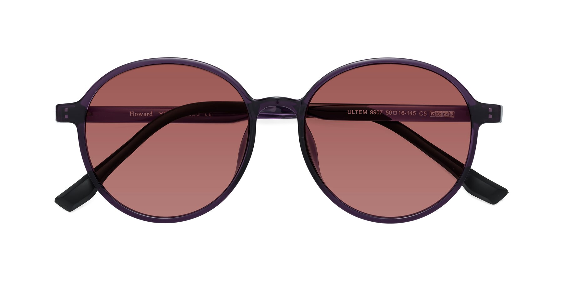 Folded Front of Howard in Purple with Garnet Tinted Lenses