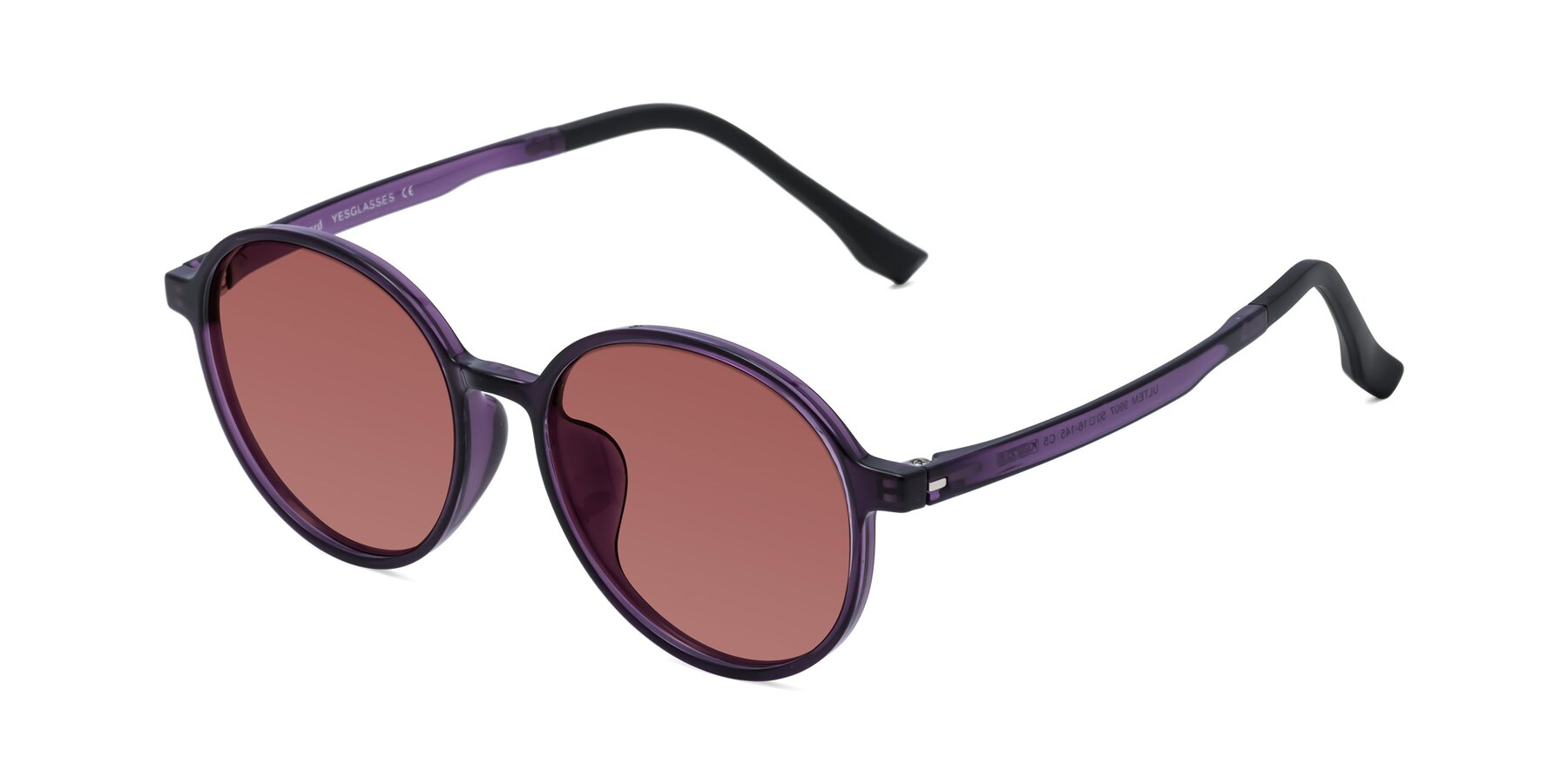 Angle of Howard in Purple with Garnet Tinted Lenses