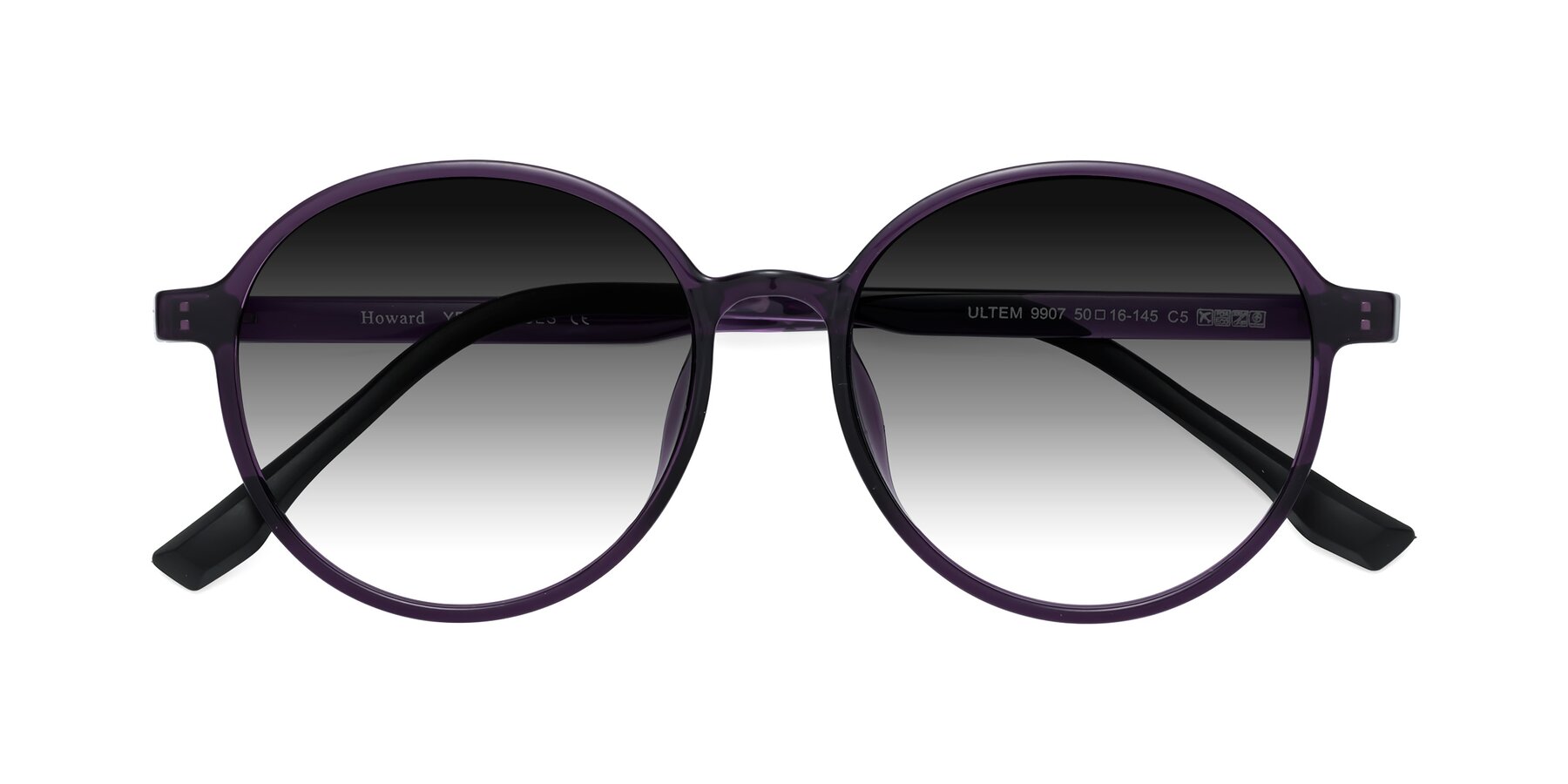 Folded Front of Howard in Purple with Gray Gradient Lenses
