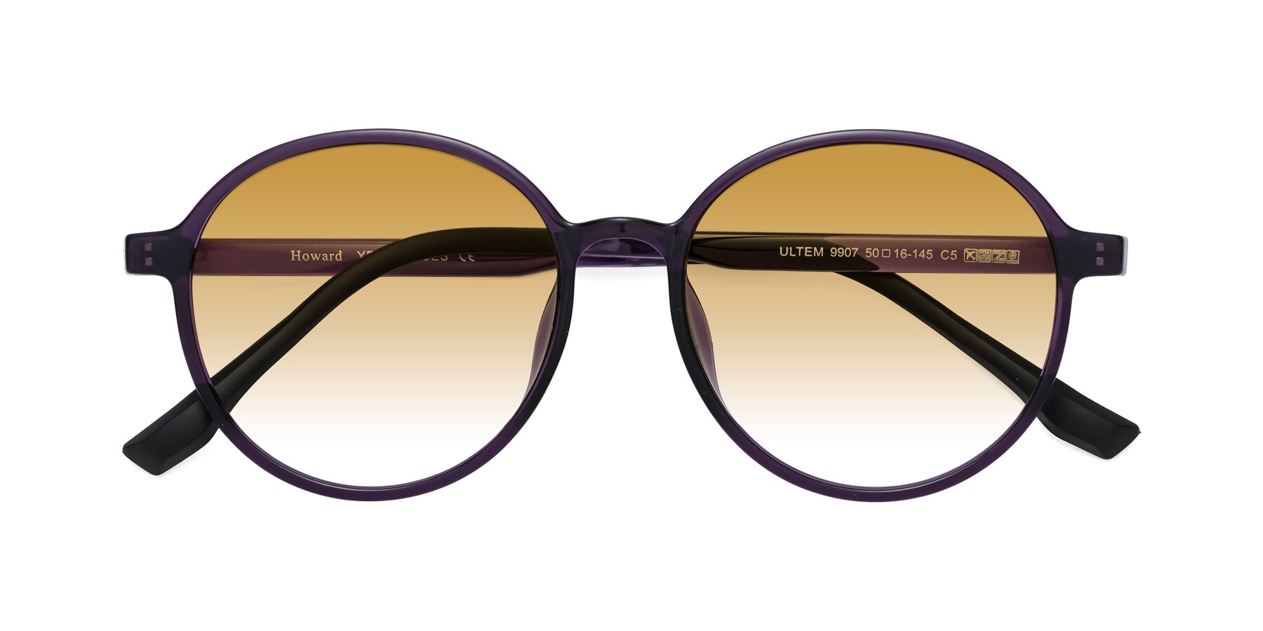 Folded Front of Howard in Purple with Champagne Gradient Lenses