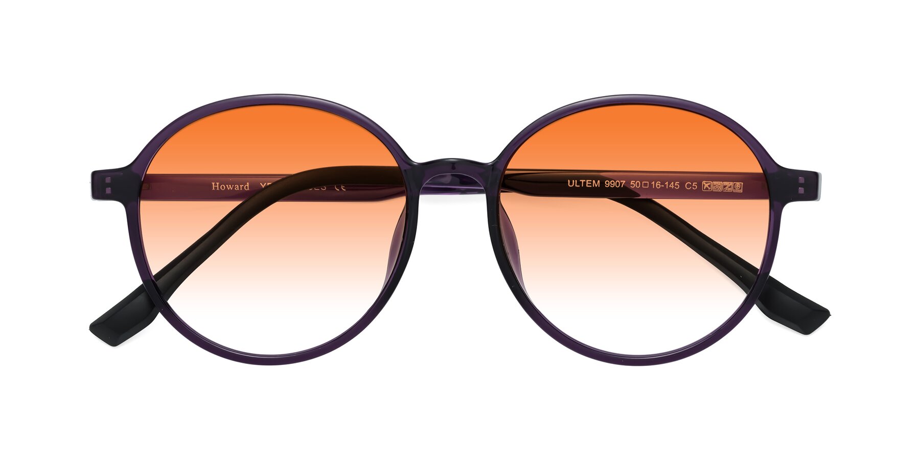 Folded Front of Howard in Purple with Orange Gradient Lenses