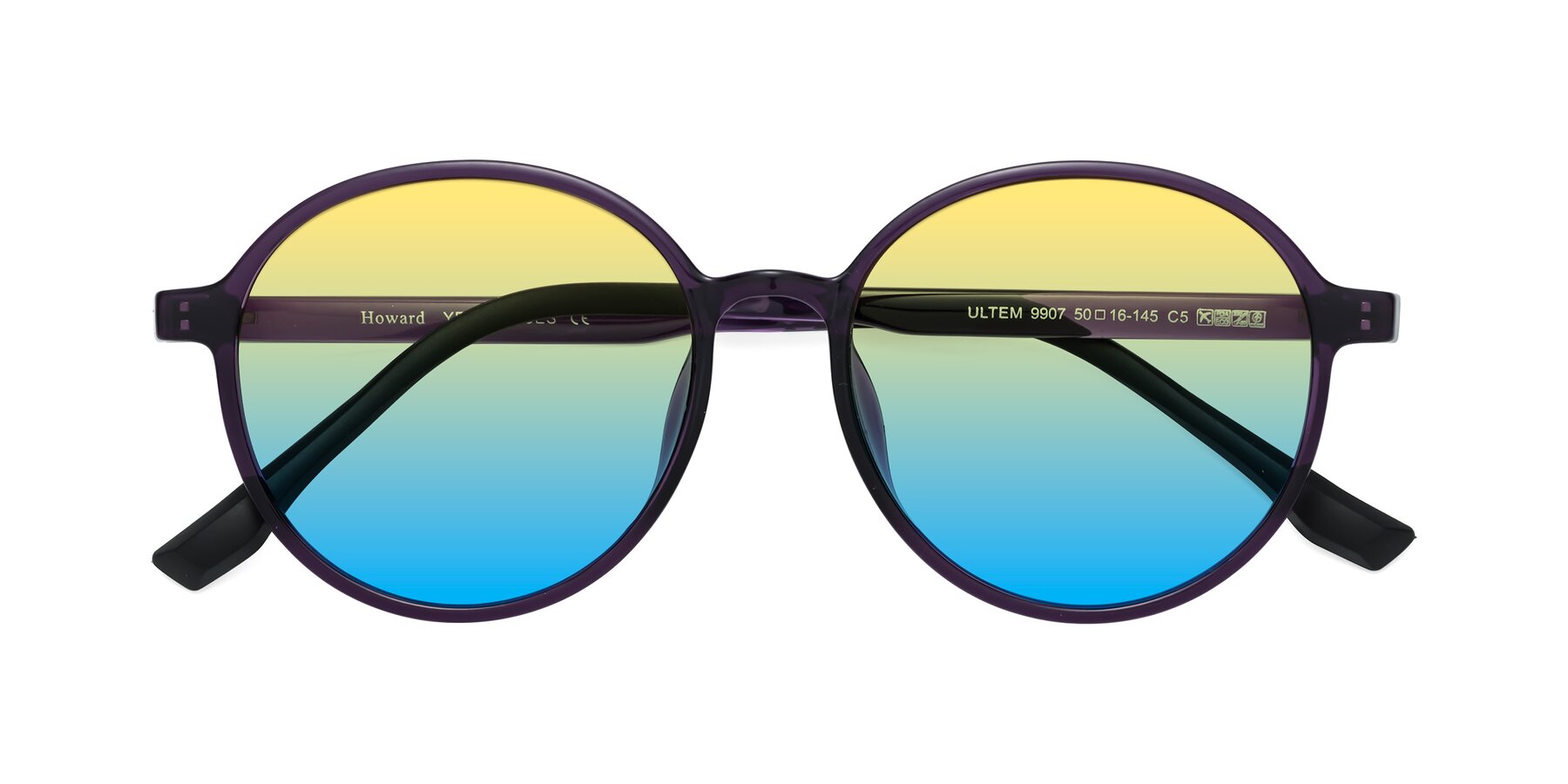 Folded Front of Howard in Purple with Yellow / Blue Gradient Lenses