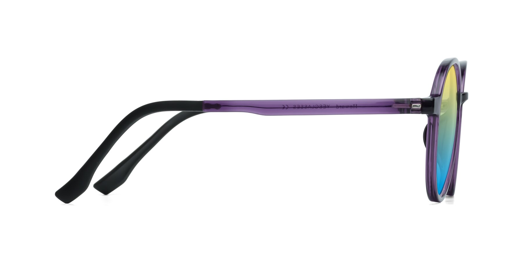 Side of Howard in Purple with Yellow / Blue Gradient Lenses