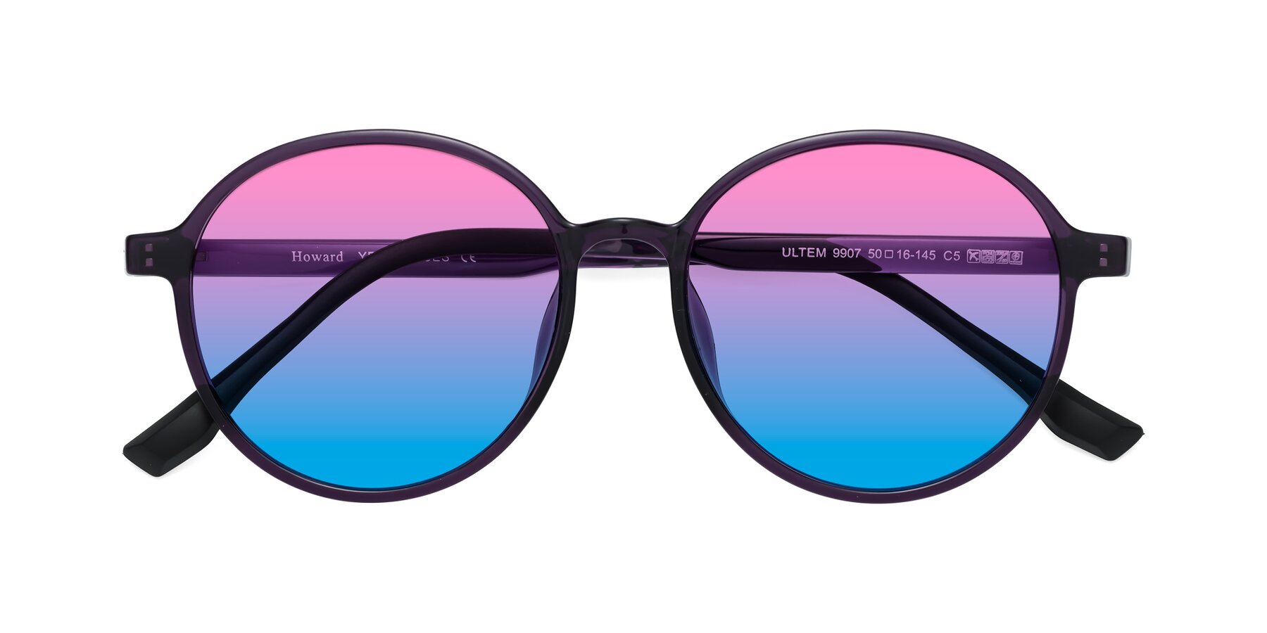 Folded Front of Howard in Purple with Pink / Blue Gradient Lenses
