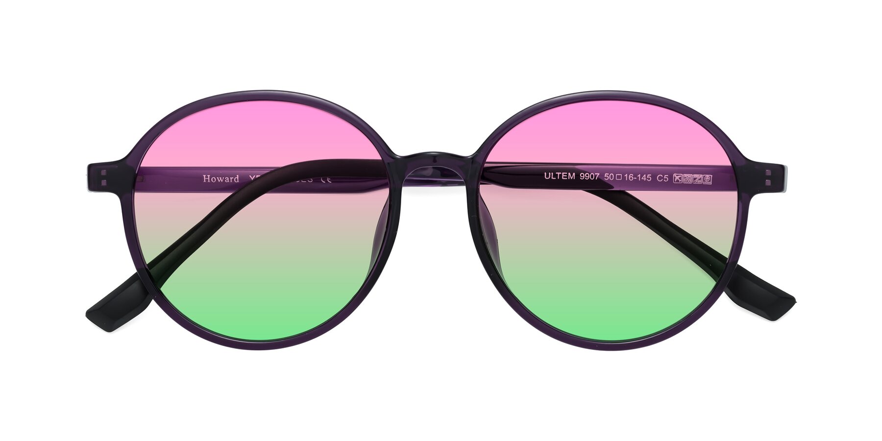 Folded Front of Howard in Purple with Pink / Green Gradient Lenses
