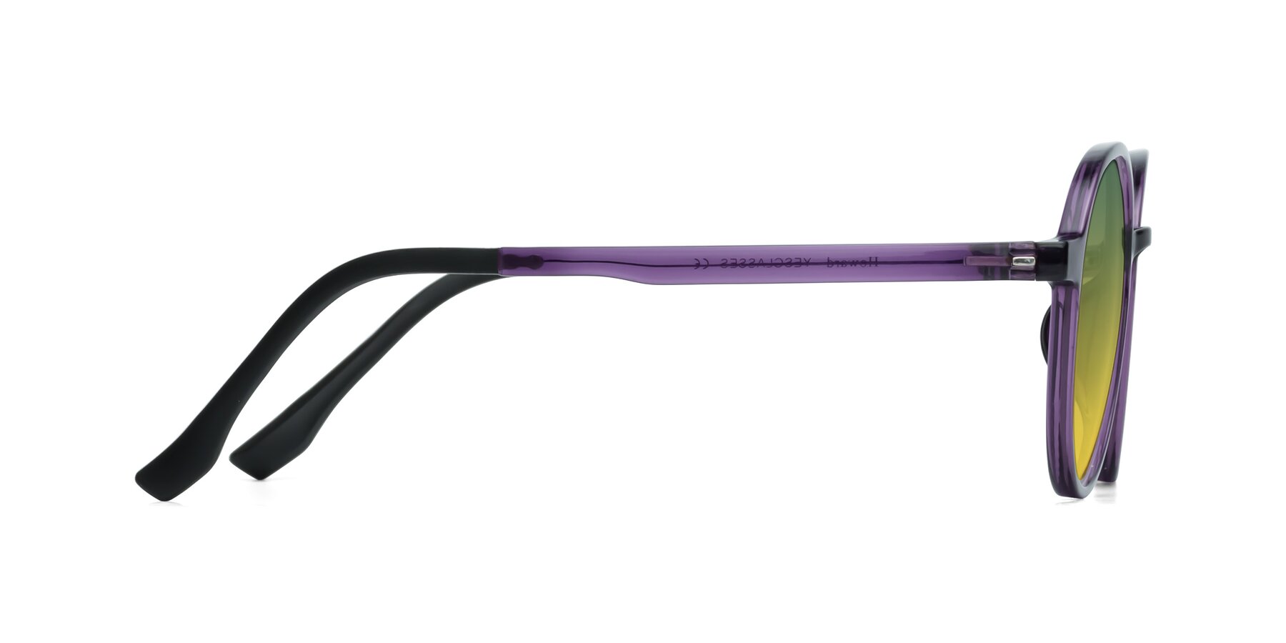 Side of Howard in Purple with Green / Yellow Gradient Lenses