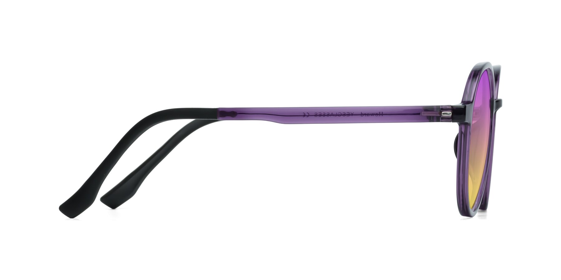 Side of Howard in Purple with Purple / Yellow Gradient Lenses