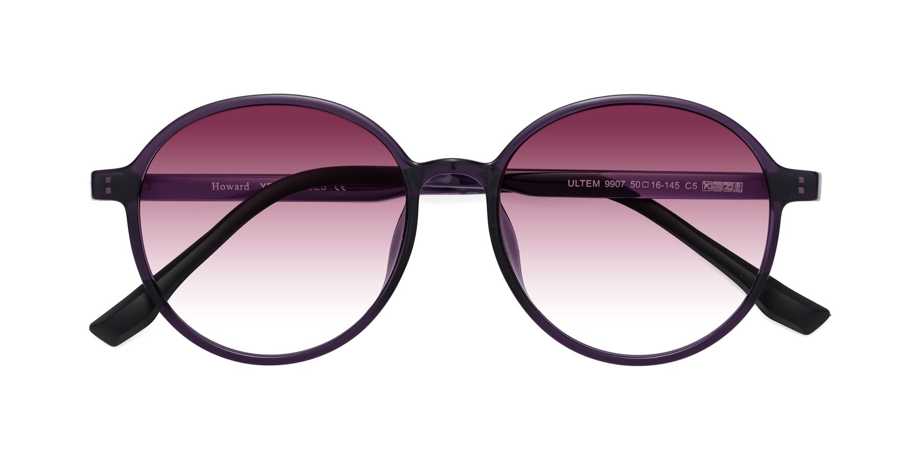 Folded Front of Howard in Purple with Wine Gradient Lenses