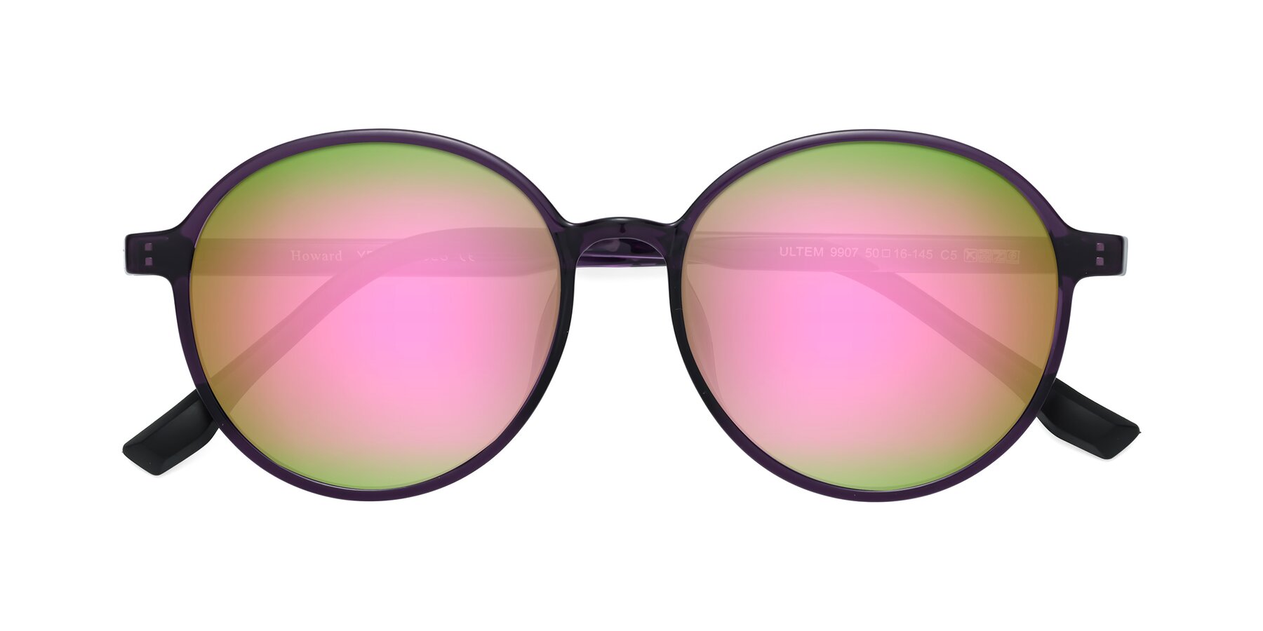 Folded Front of Howard in Purple with Pink Mirrored Lenses