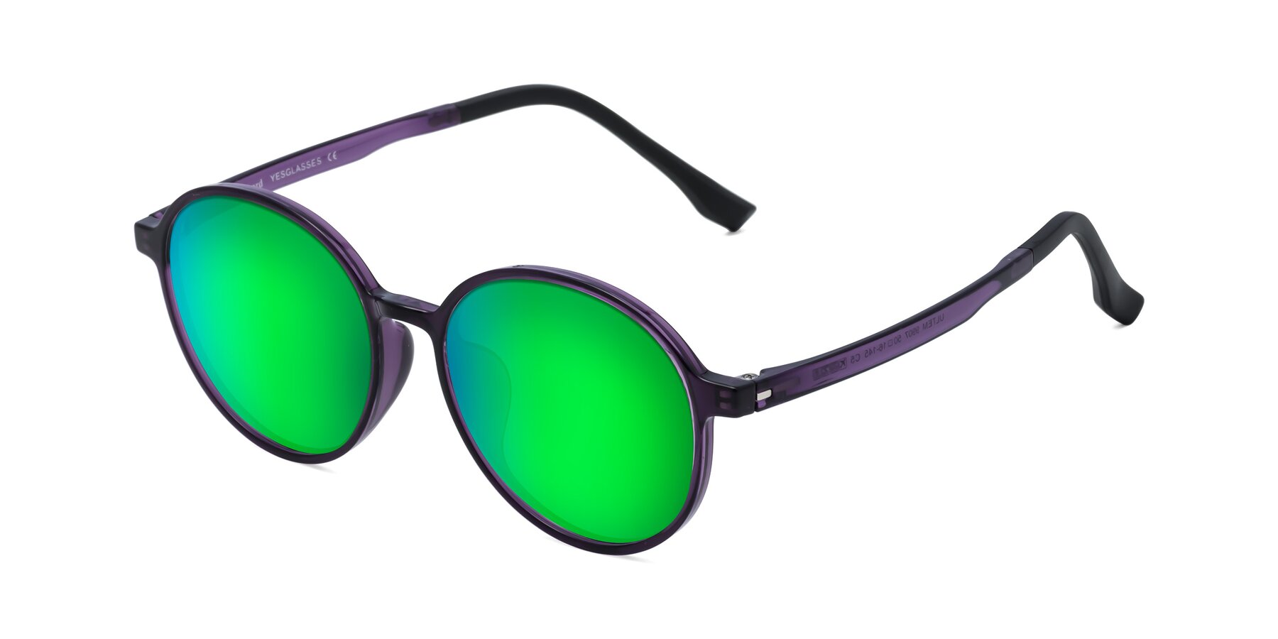 Angle of Howard in Purple with Green Mirrored Lenses