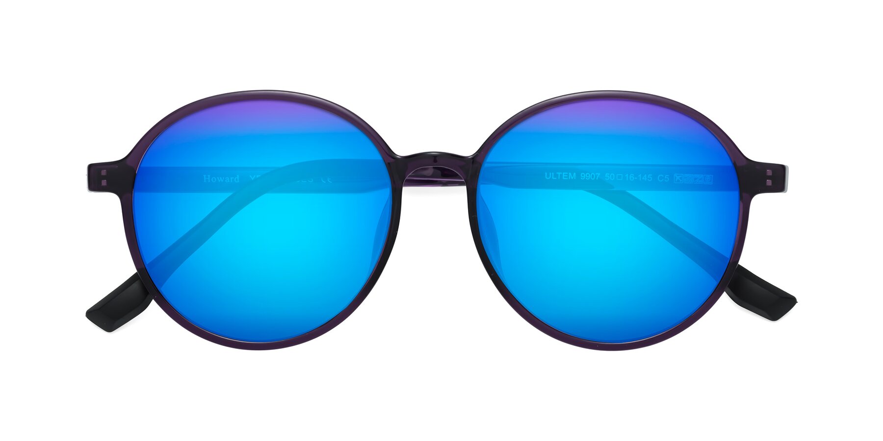 Folded Front of Howard in Purple with Blue Mirrored Lenses