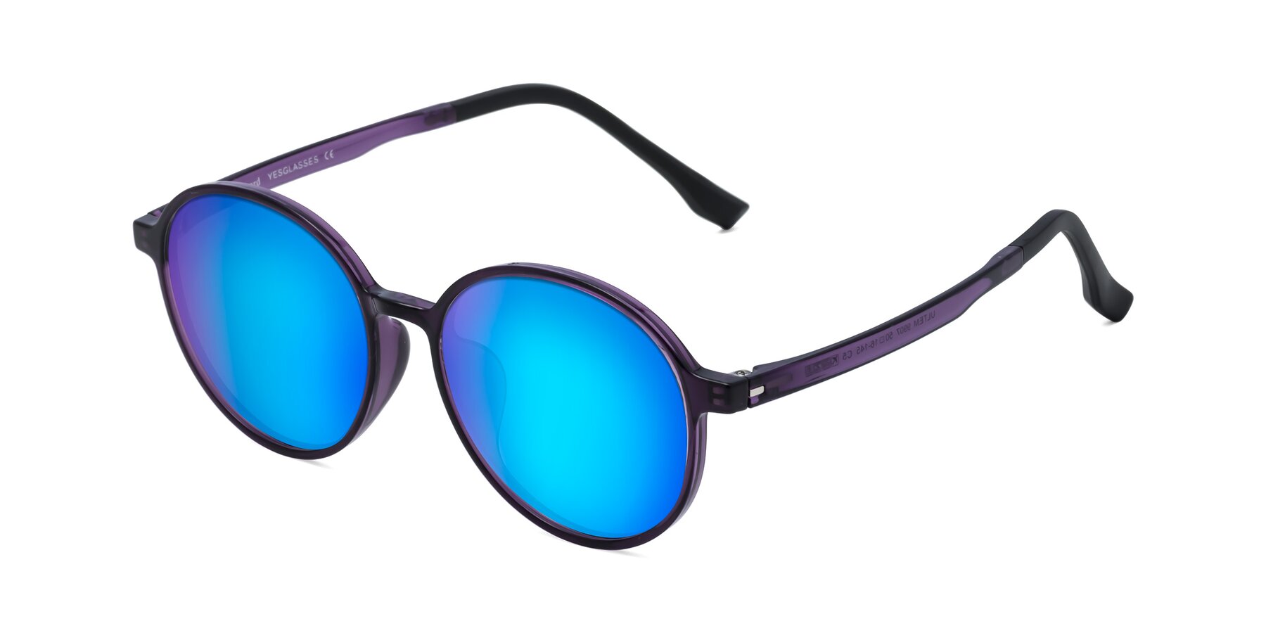 Angle of Howard in Purple with Blue Mirrored Lenses