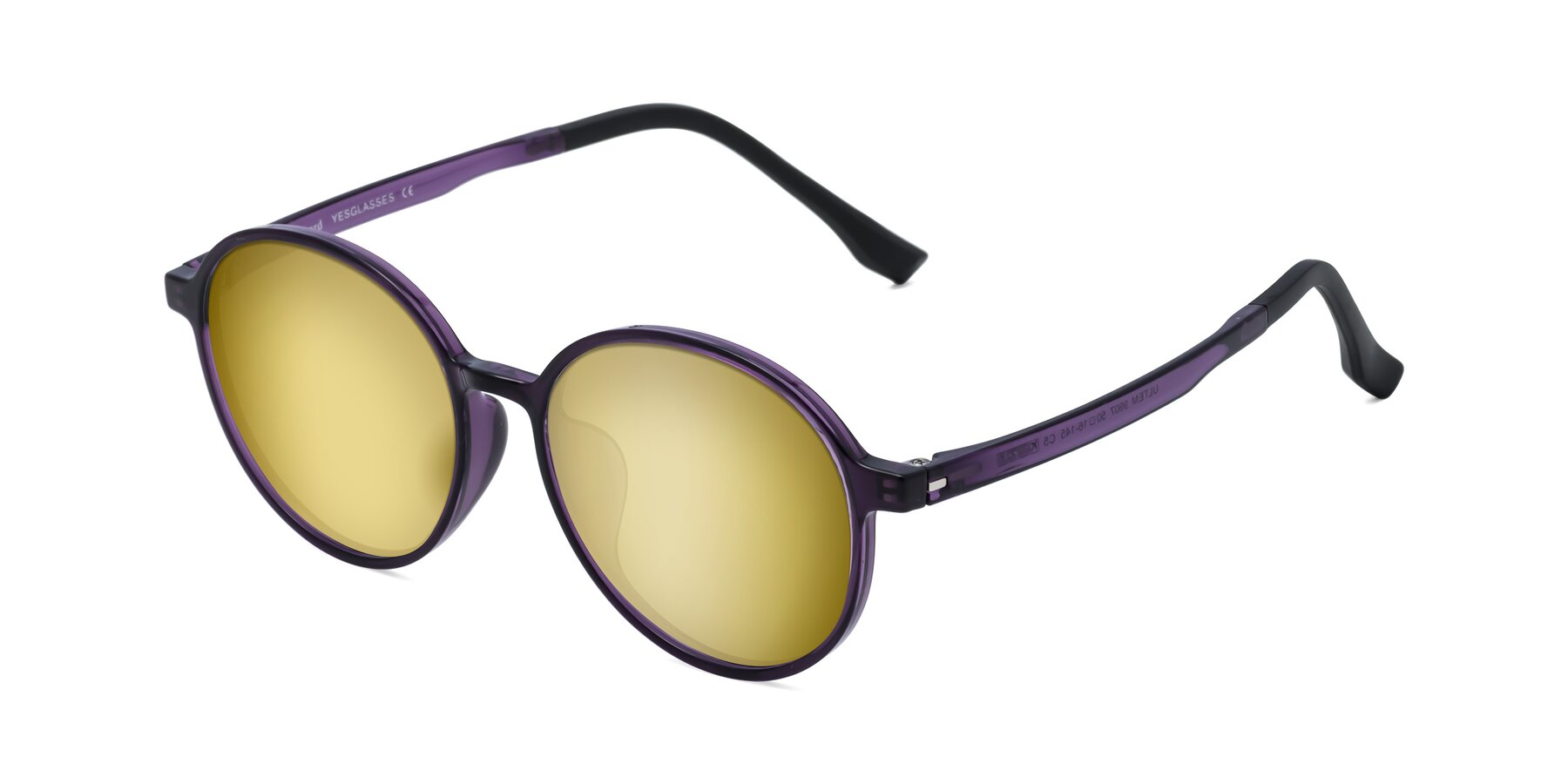 Angle of Howard in Purple with Gold Mirrored Lenses
