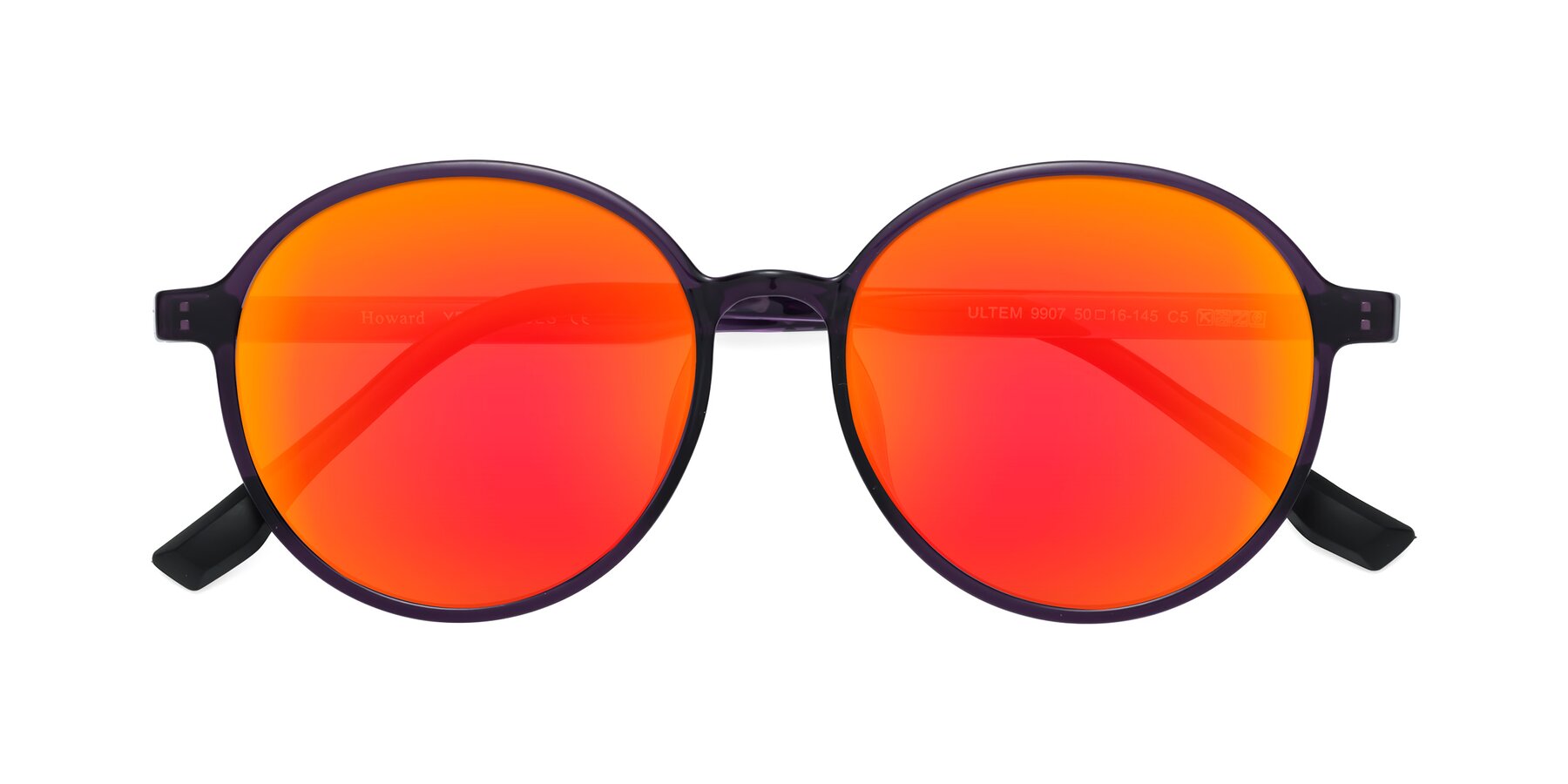 Folded Front of Howard in Purple with Red Gold Mirrored Lenses