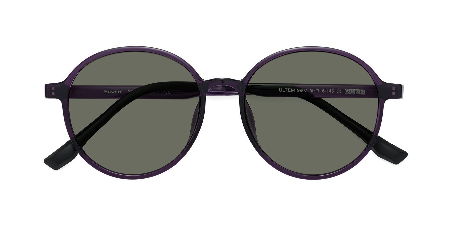 Folded Front of Howard in Purple with Gray Polarized Lenses