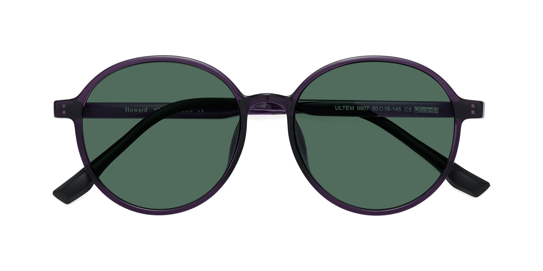 Folded Front of Howard in Purple with Green Polarized Lenses