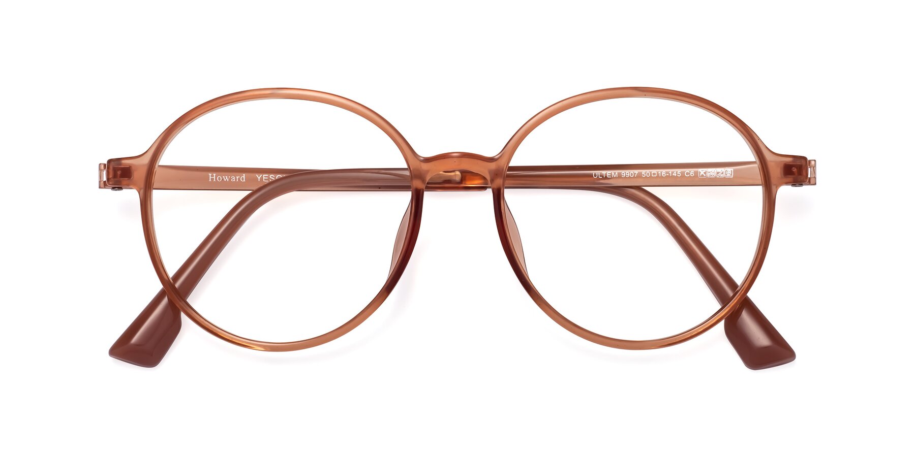 Folded Front of Howard in Coral with Clear Reading Eyeglass Lenses