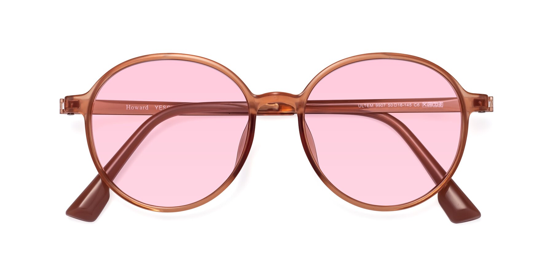 Folded Front of Howard in Coral with Light Pink Tinted Lenses