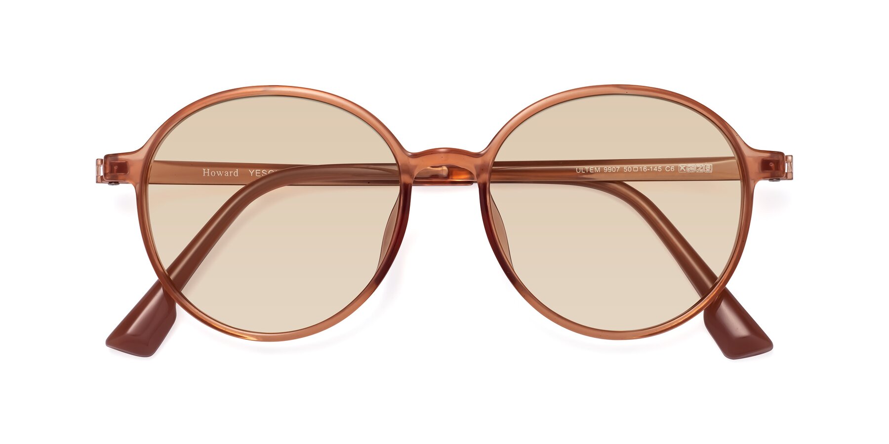 Folded Front of Howard in Coral with Light Brown Tinted Lenses