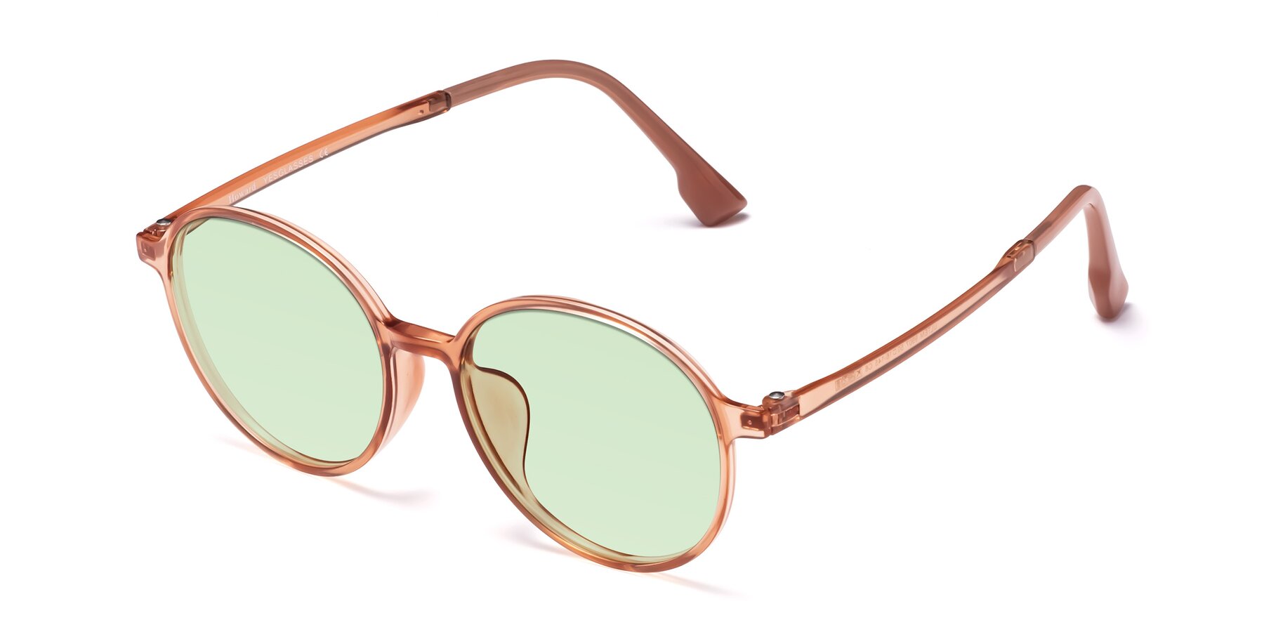 Angle of Howard in Coral with Light Green Tinted Lenses
