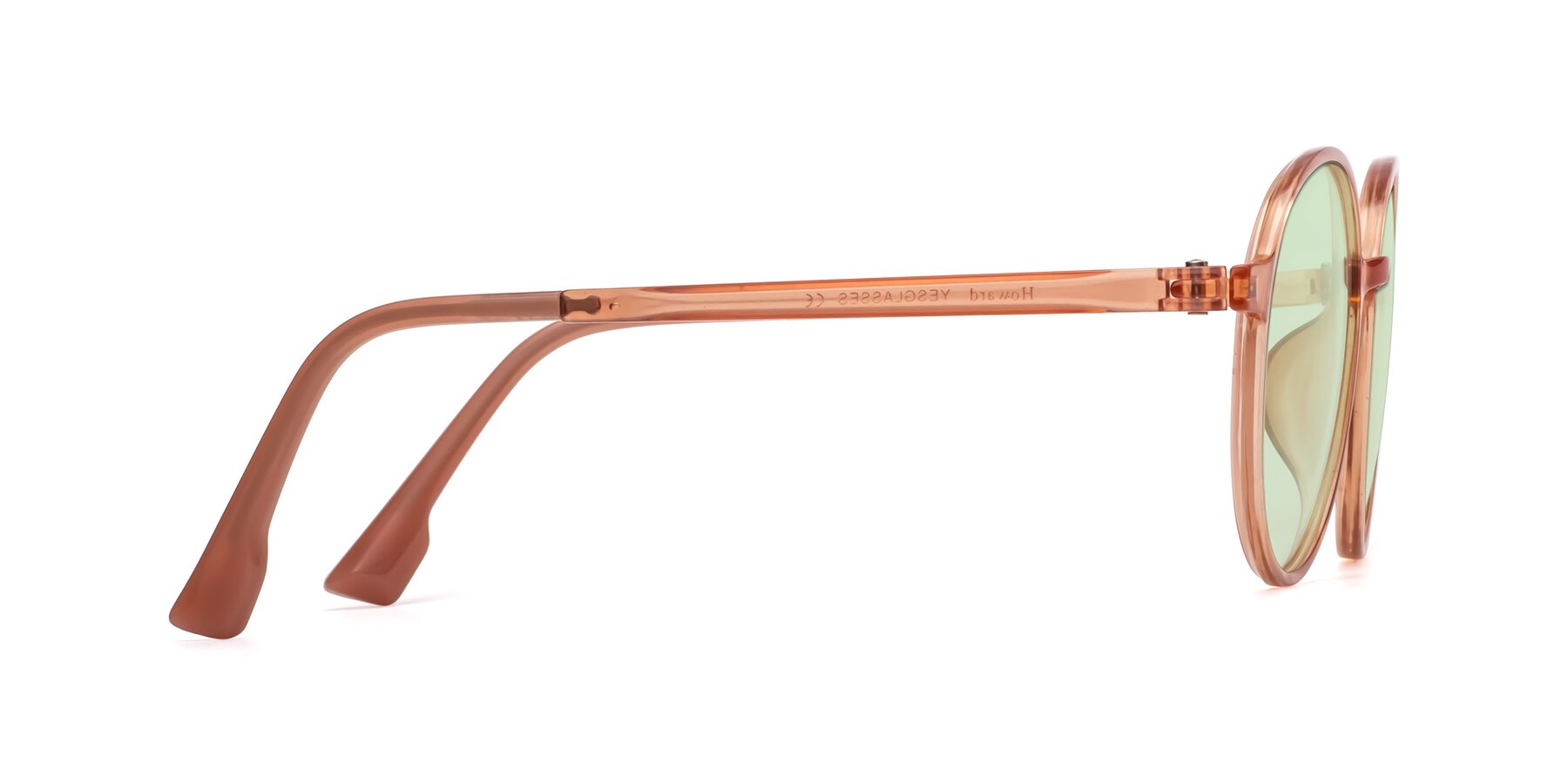 Side of Howard in Coral with Light Green Tinted Lenses