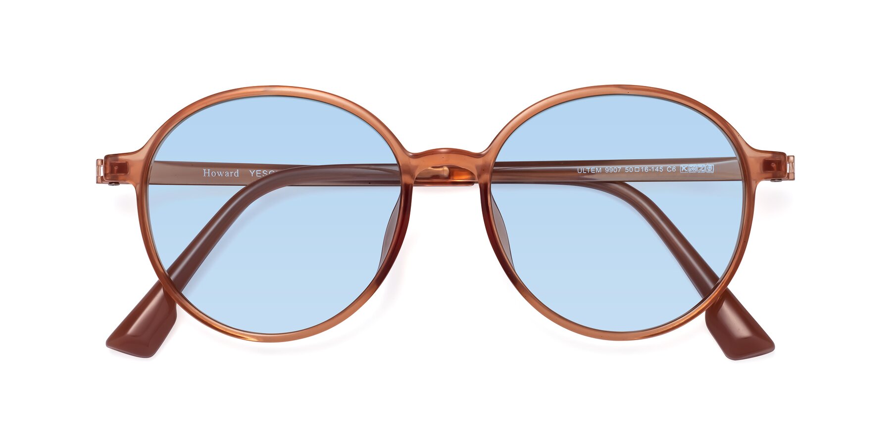 Folded Front of Howard in Coral with Light Blue Tinted Lenses