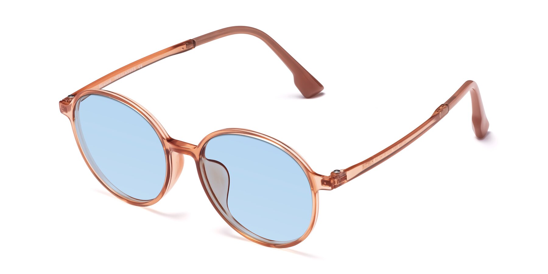 Angle of Howard in Coral with Light Blue Tinted Lenses