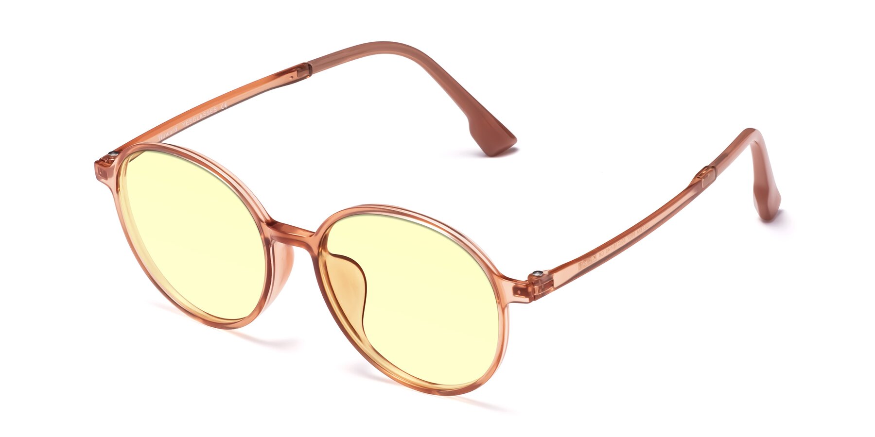 Angle of Howard in Coral with Light Yellow Tinted Lenses