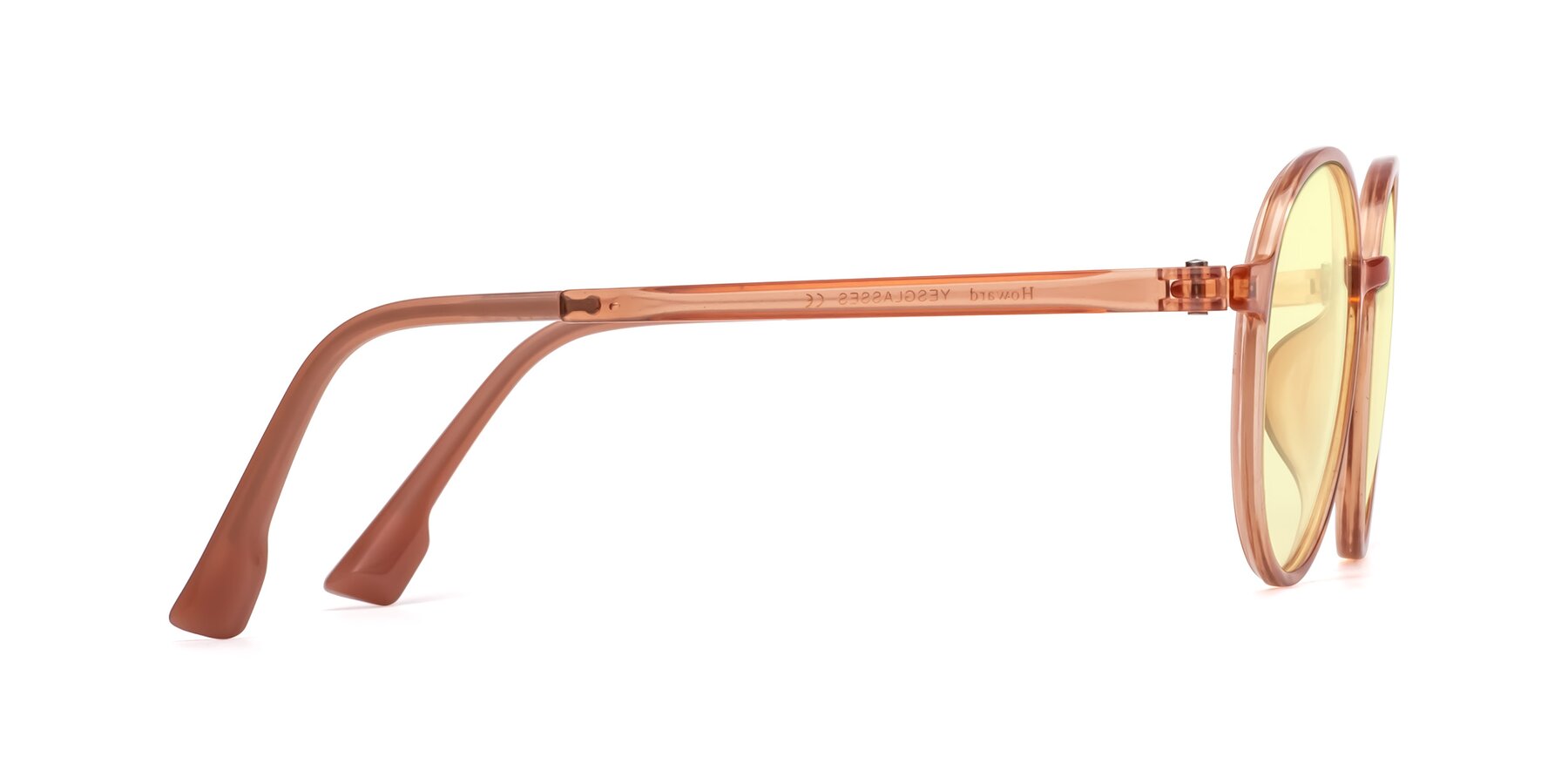 Side of Howard in Coral with Light Yellow Tinted Lenses