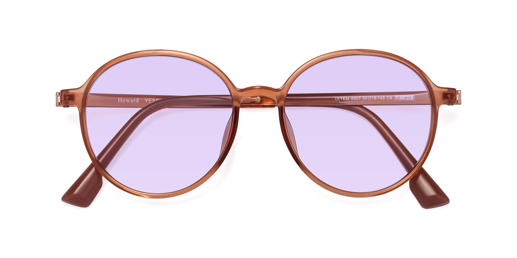 Folded Front of Howard in Coral with Light Purple Tinted Lenses