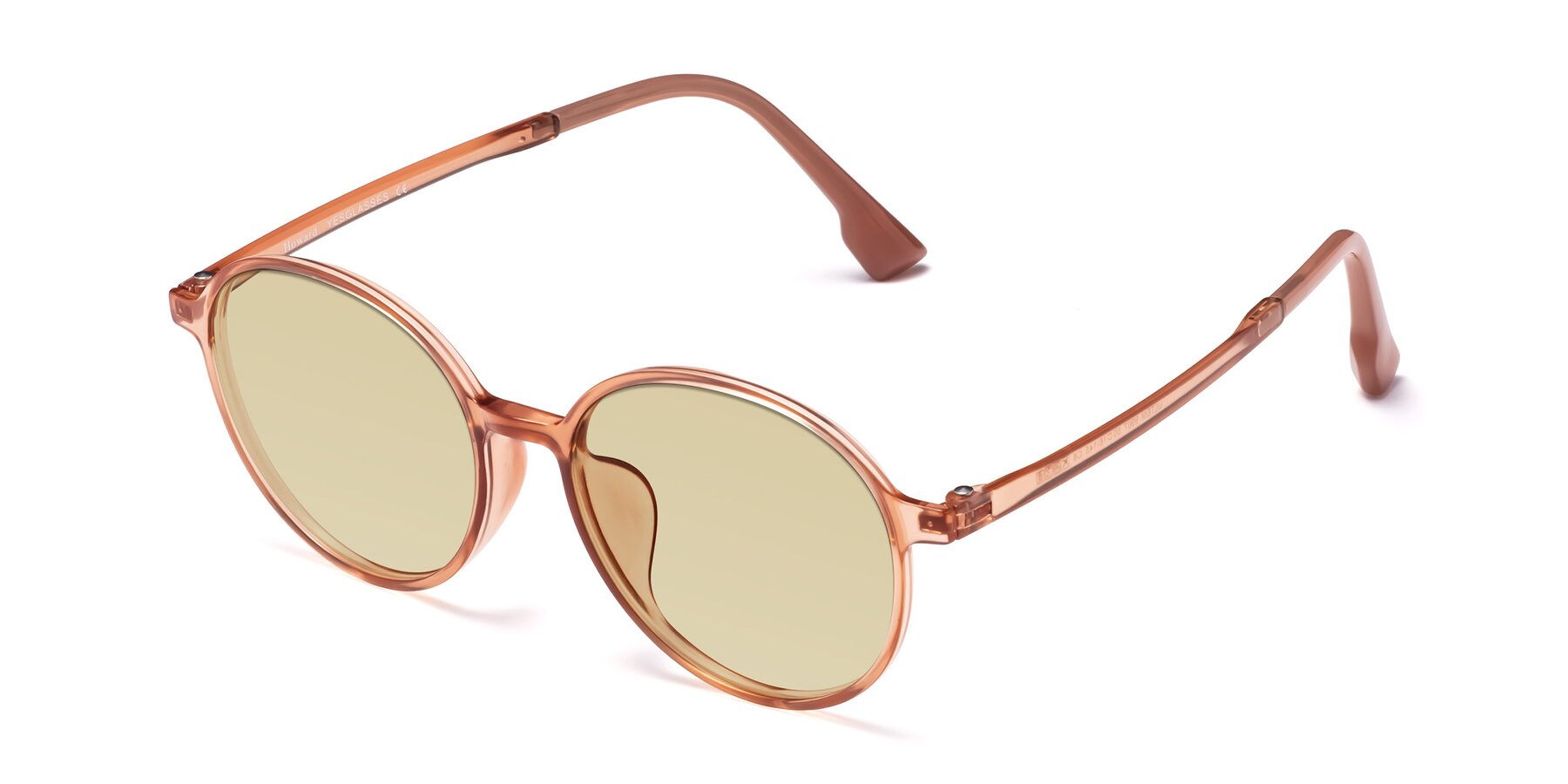 Angle of Howard in Coral with Light Champagne Tinted Lenses