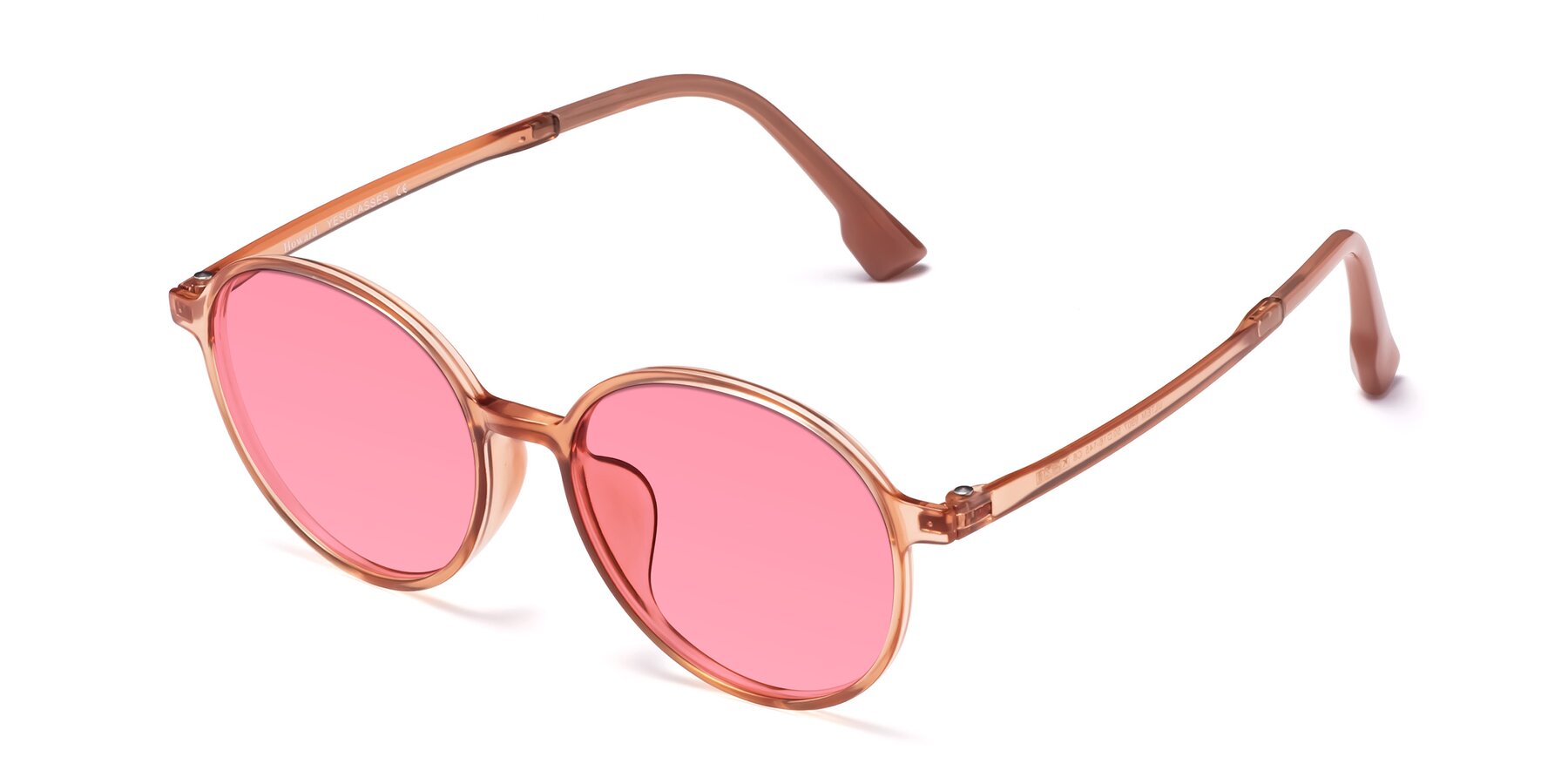 Angle of Howard in Coral with Pink Tinted Lenses