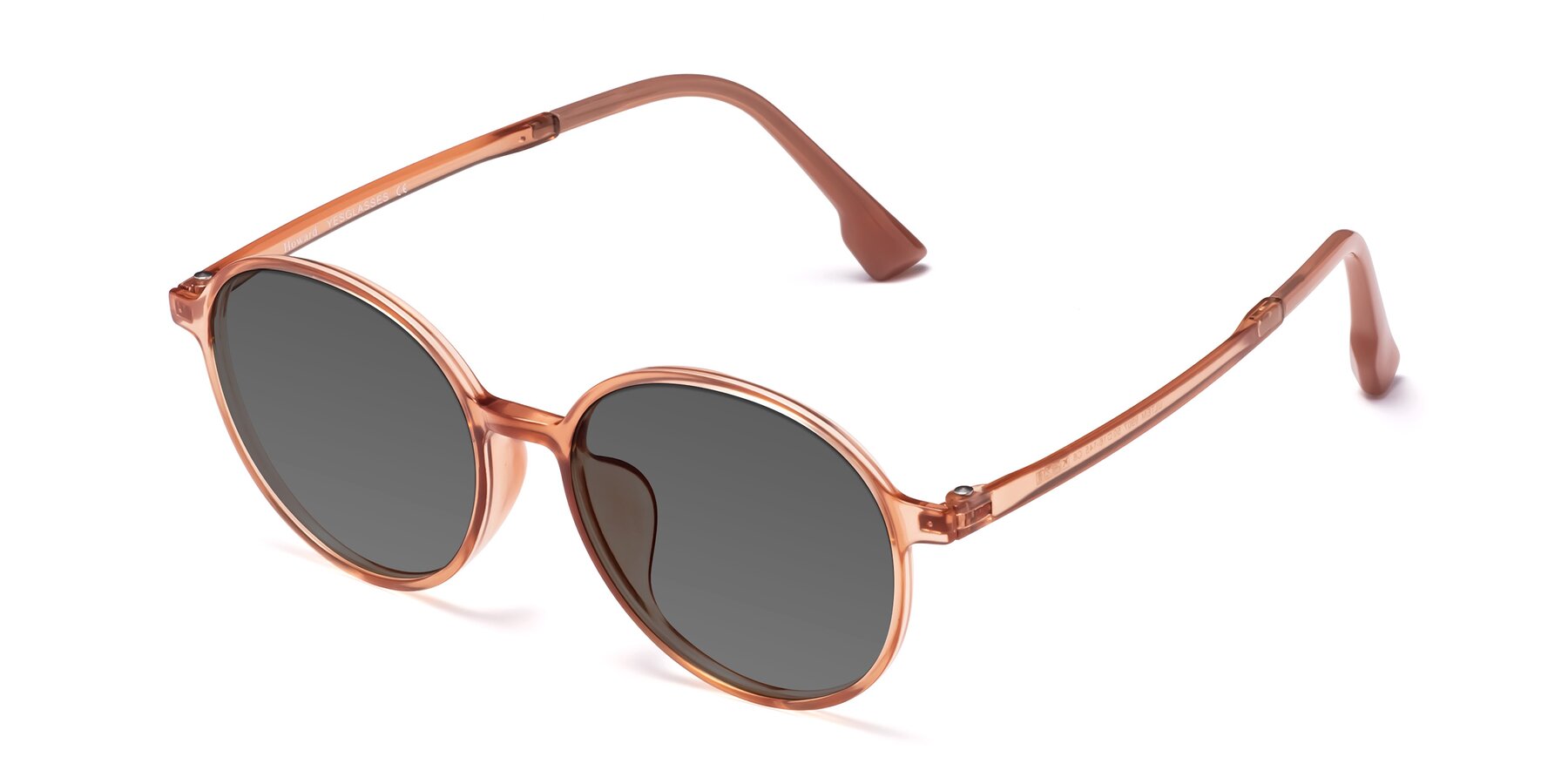 Angle of Howard in Coral with Medium Gray Tinted Lenses