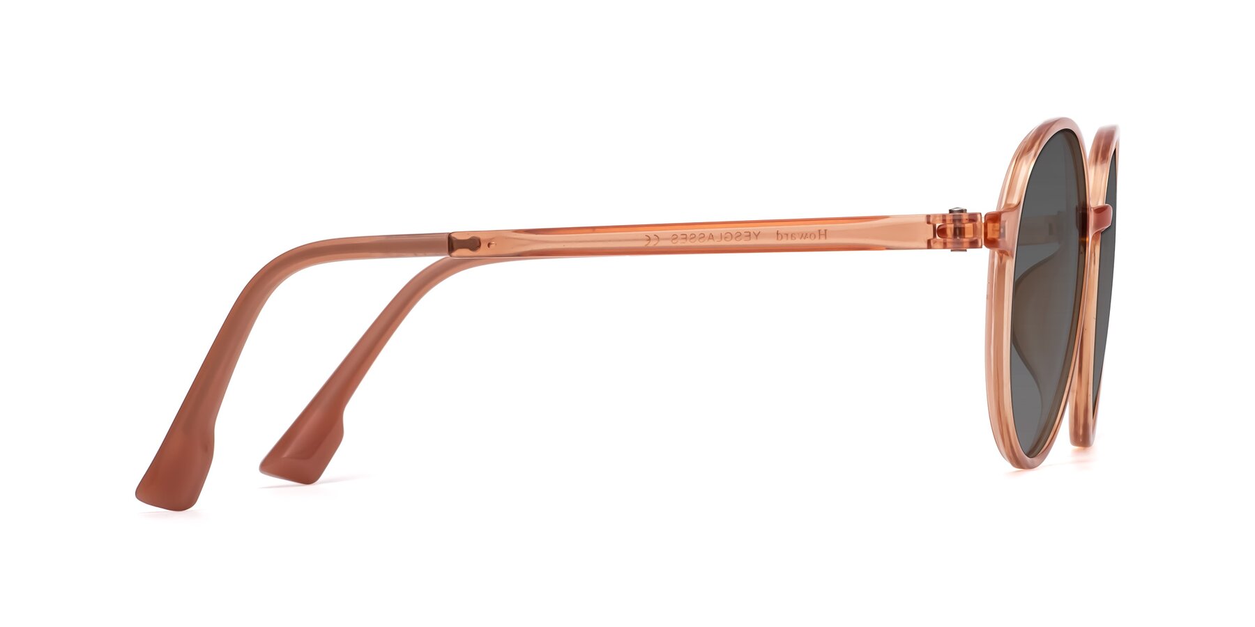 Side of Howard in Coral with Medium Gray Tinted Lenses