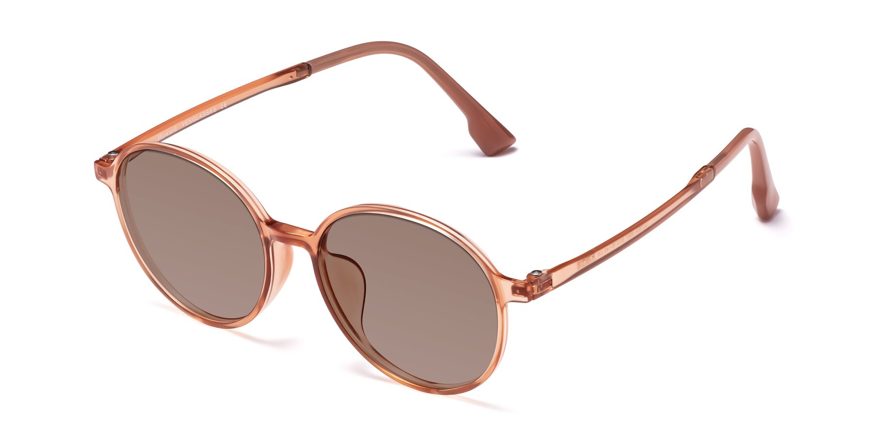Angle of Howard in Coral with Medium Brown Tinted Lenses