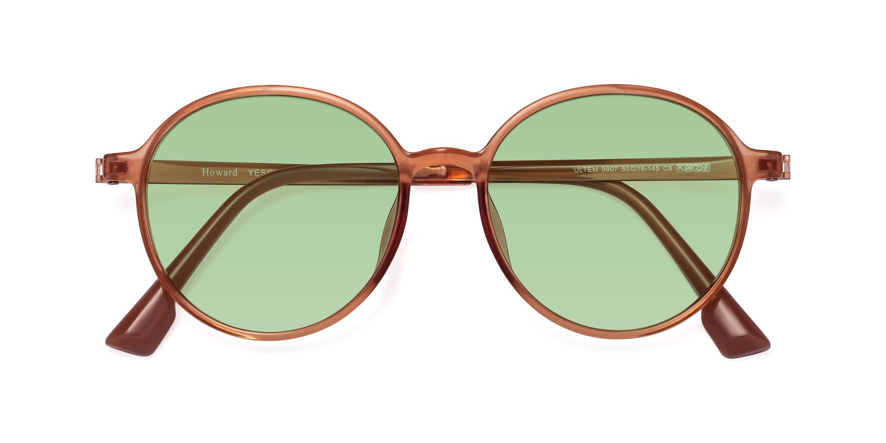 Folded Front of Howard in Coral with Medium Green Tinted Lenses