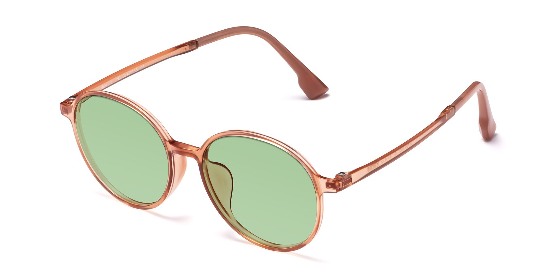 Angle of Howard in Coral with Medium Green Tinted Lenses