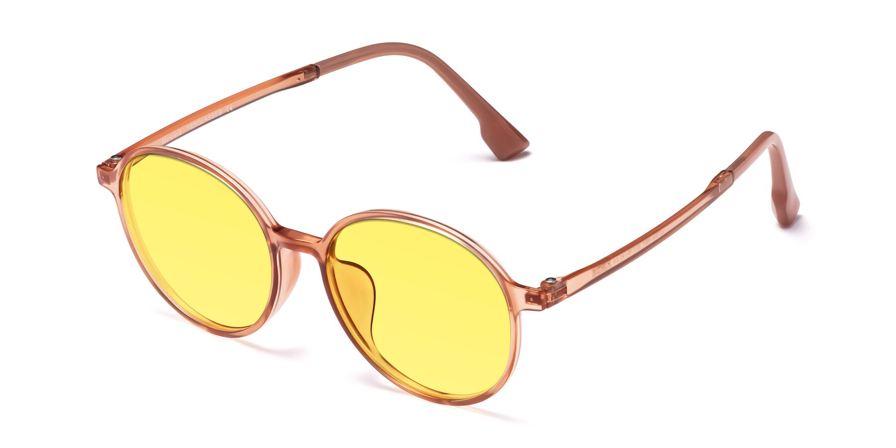 Angle of Howard in Coral with Medium Yellow Tinted Lenses
