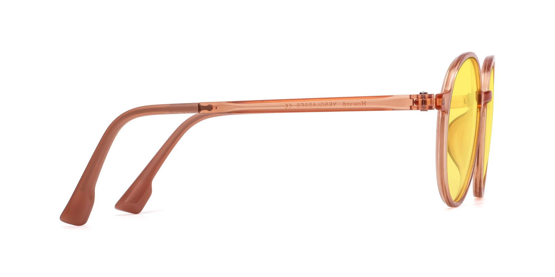 Side of Howard in Coral with Medium Yellow Tinted Lenses