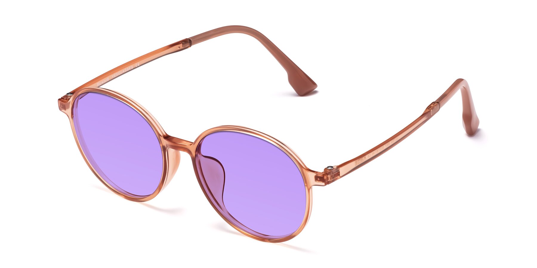 Angle of Howard in Coral with Medium Purple Tinted Lenses