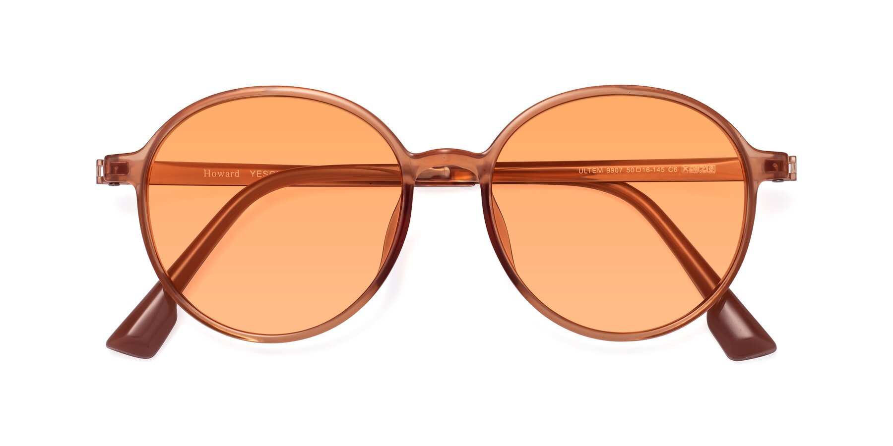 Folded Front of Howard in Coral with Medium Orange Tinted Lenses