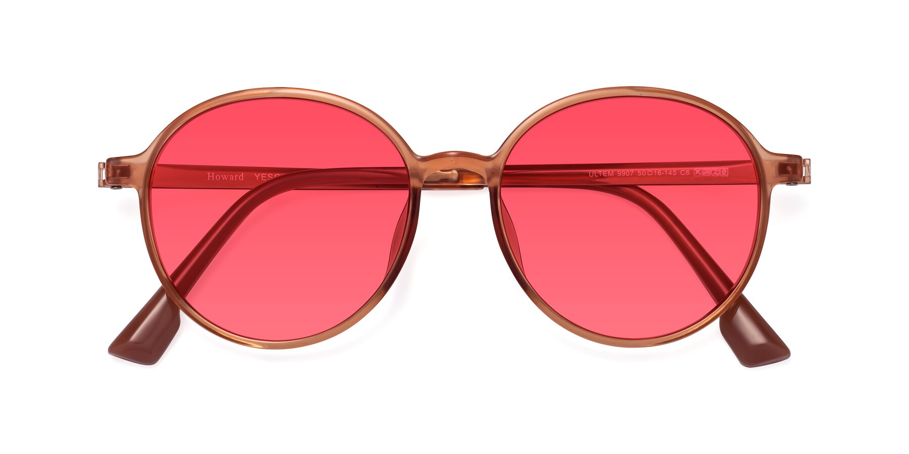 Folded Front of Howard in Coral with Red Tinted Lenses