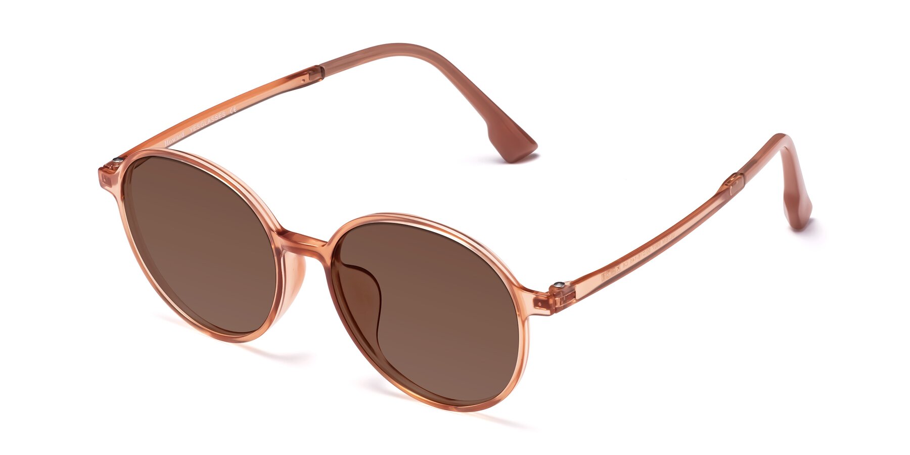 Angle of Howard in Coral with Brown Tinted Lenses