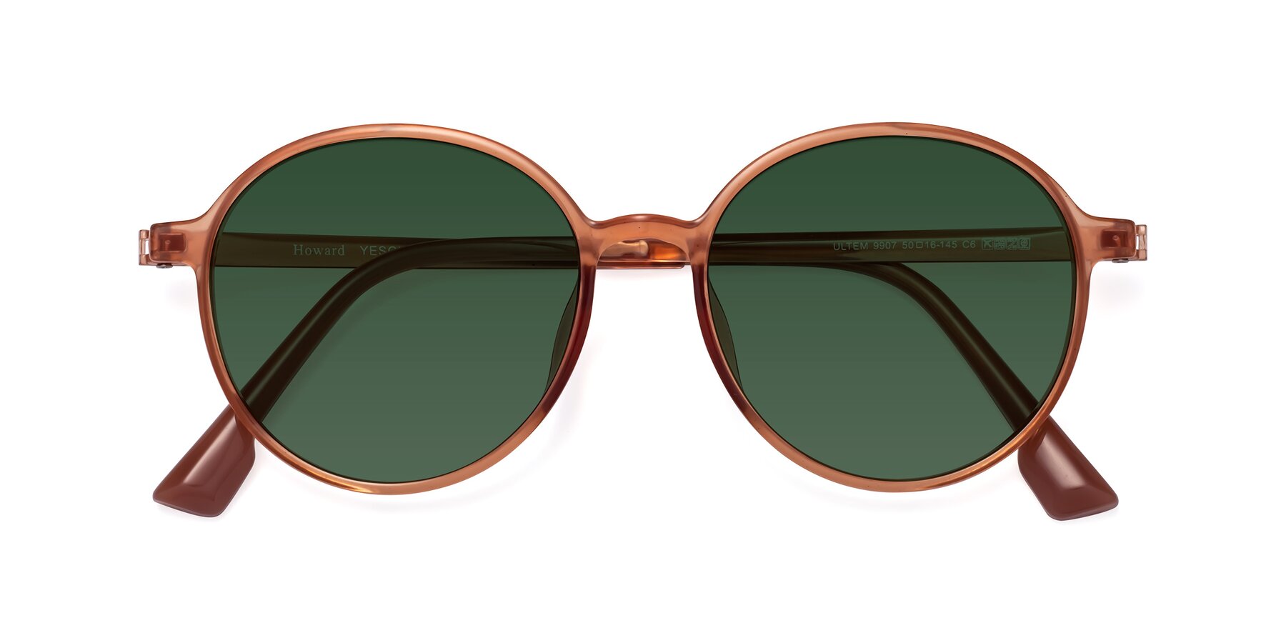 Folded Front of Howard in Coral with Green Tinted Lenses