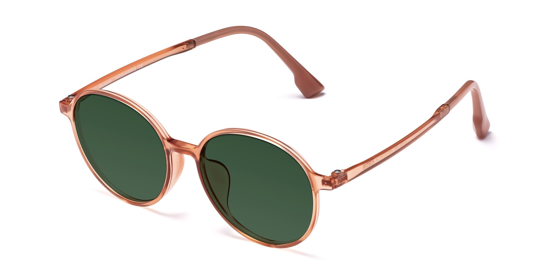 Angle of Howard in Coral with Green Tinted Lenses