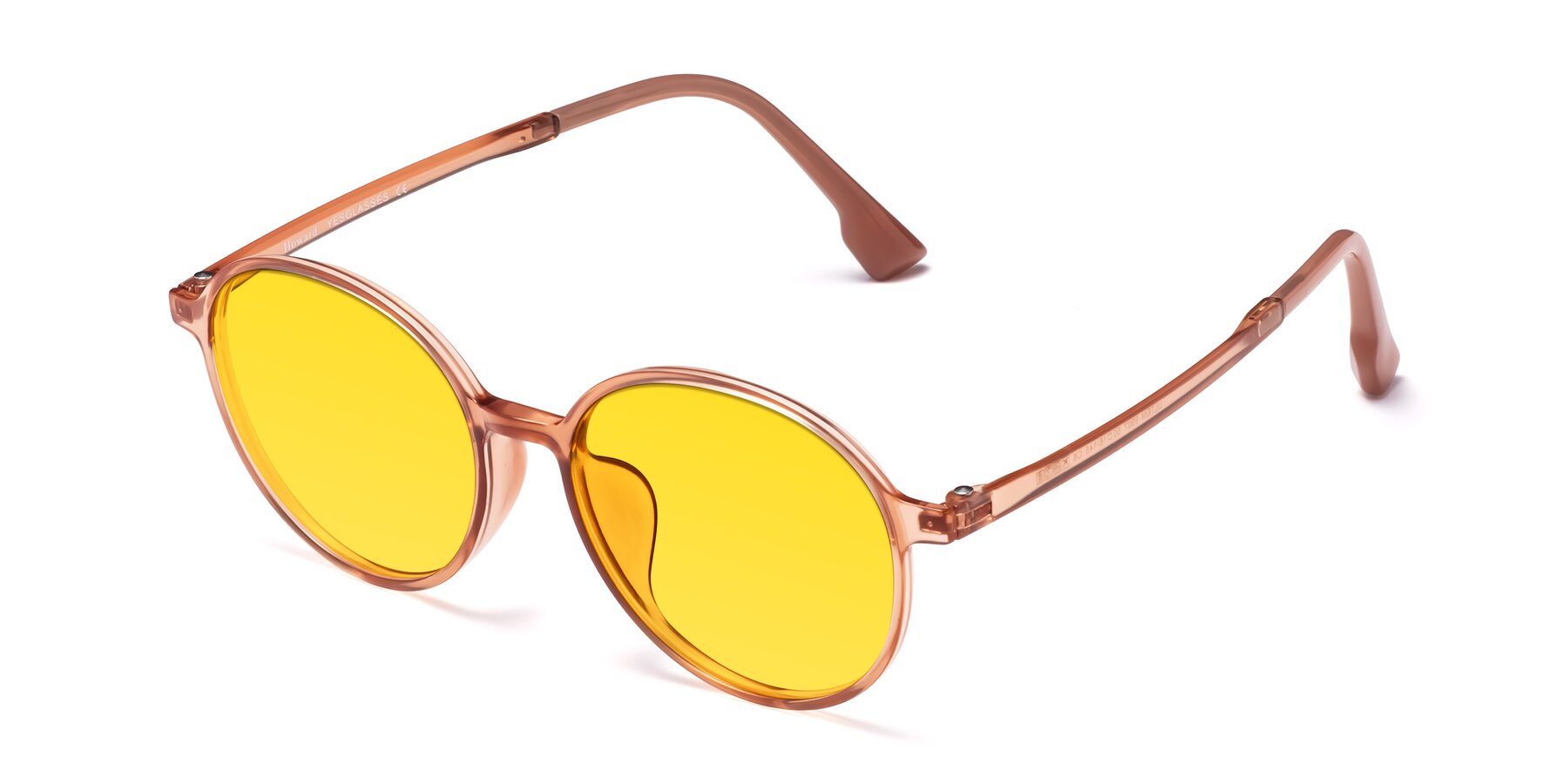 Angle of Howard in Coral with Yellow Tinted Lenses