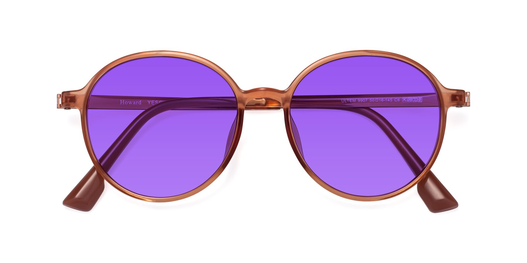 Folded Front of Howard in Coral with Purple Tinted Lenses