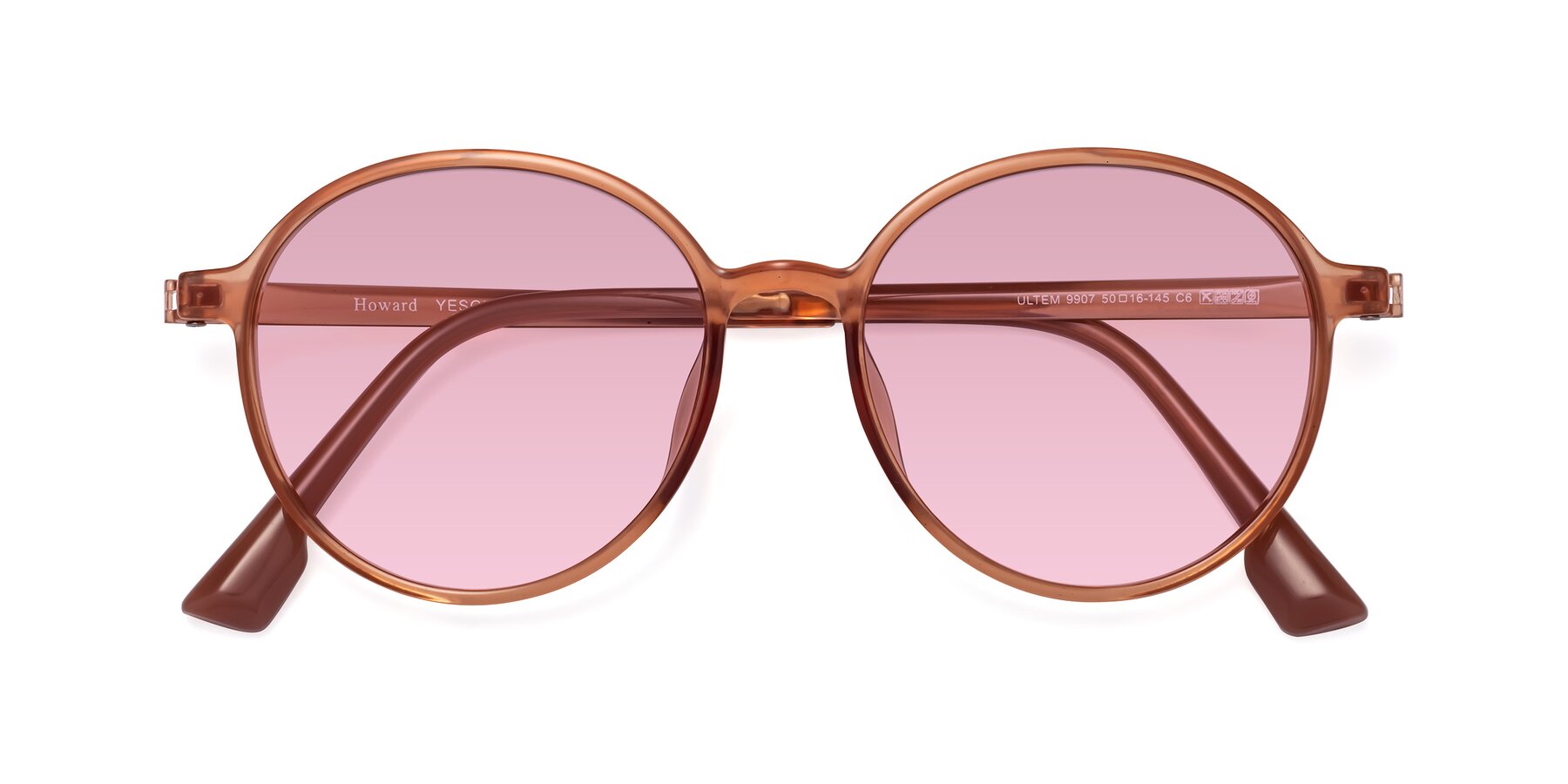 Folded Front of Howard in Coral with Light Wine Tinted Lenses