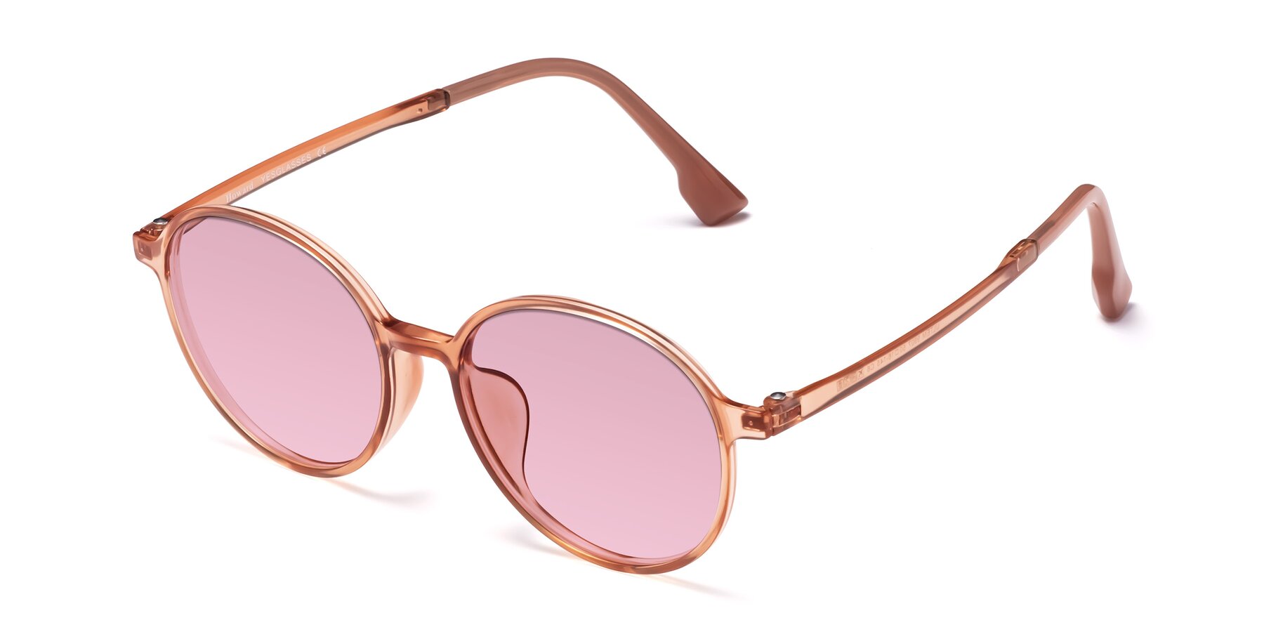 Angle of Howard in Coral with Light Wine Tinted Lenses