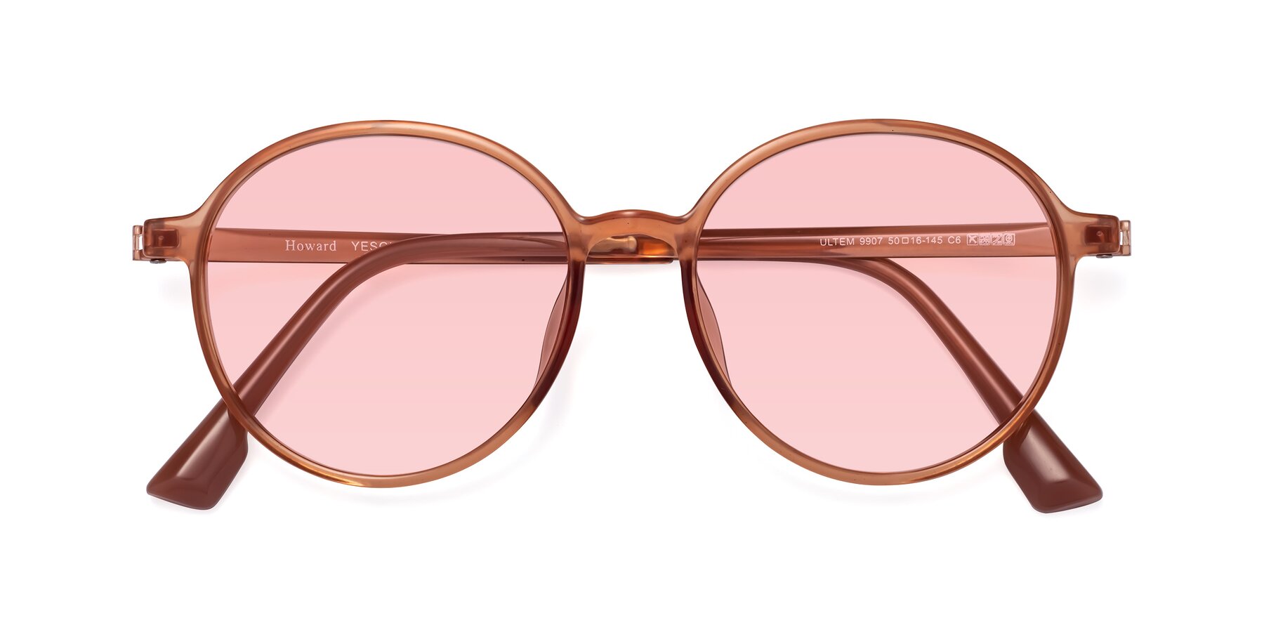 Folded Front of Howard in Coral with Light Garnet Tinted Lenses